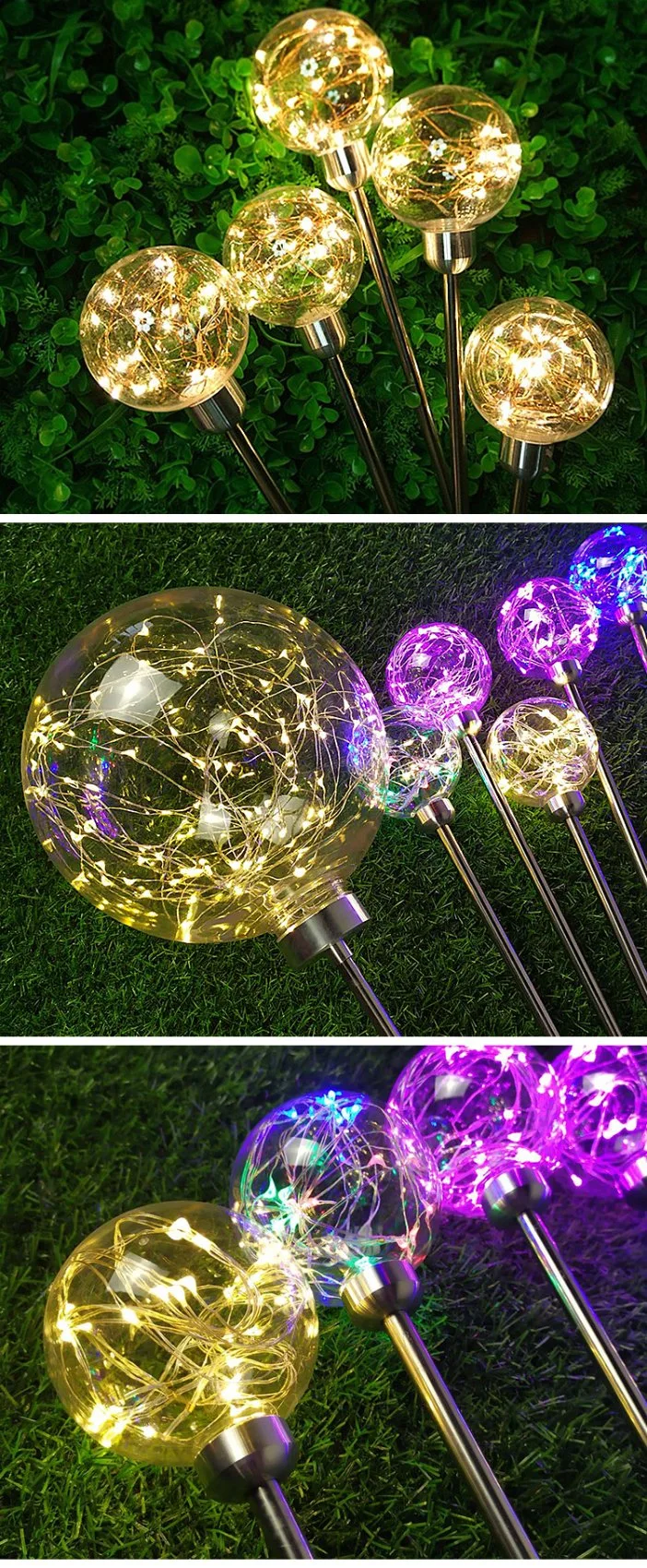 LED Outdoor Garden Decorative Waterproof LED Ball Light Solar Copper Wire Ball Light Lawn Light Lamp for Landscape Path Yard Lights