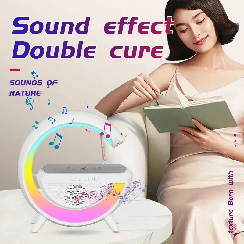 2023 New Wake up Light G-Shape Atmosphere LED Night Light Bt Speaker Music Lamp Sunrise Wake up Clock