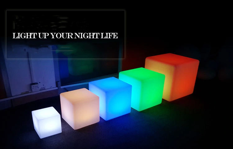 Cube Remote Control Charging Square Chair Lamp PE Fashion Creative Home Furniture Bar LED Luminous Square Stool