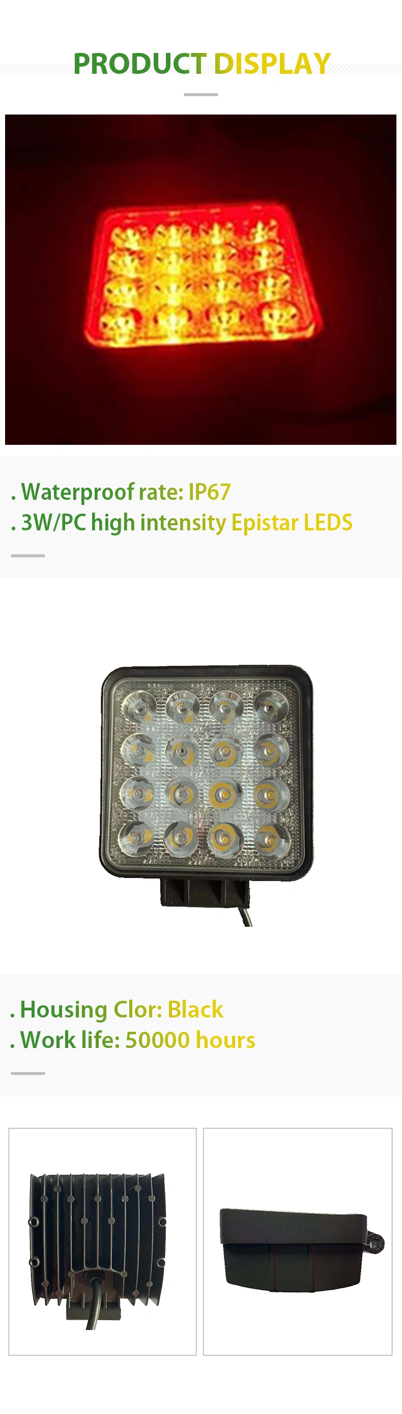 LED Work Light Bar 4"48W High Brightness LED Work Lamp Cubes Offroad 4X4 4WD Car SUV ATV Motorcycle