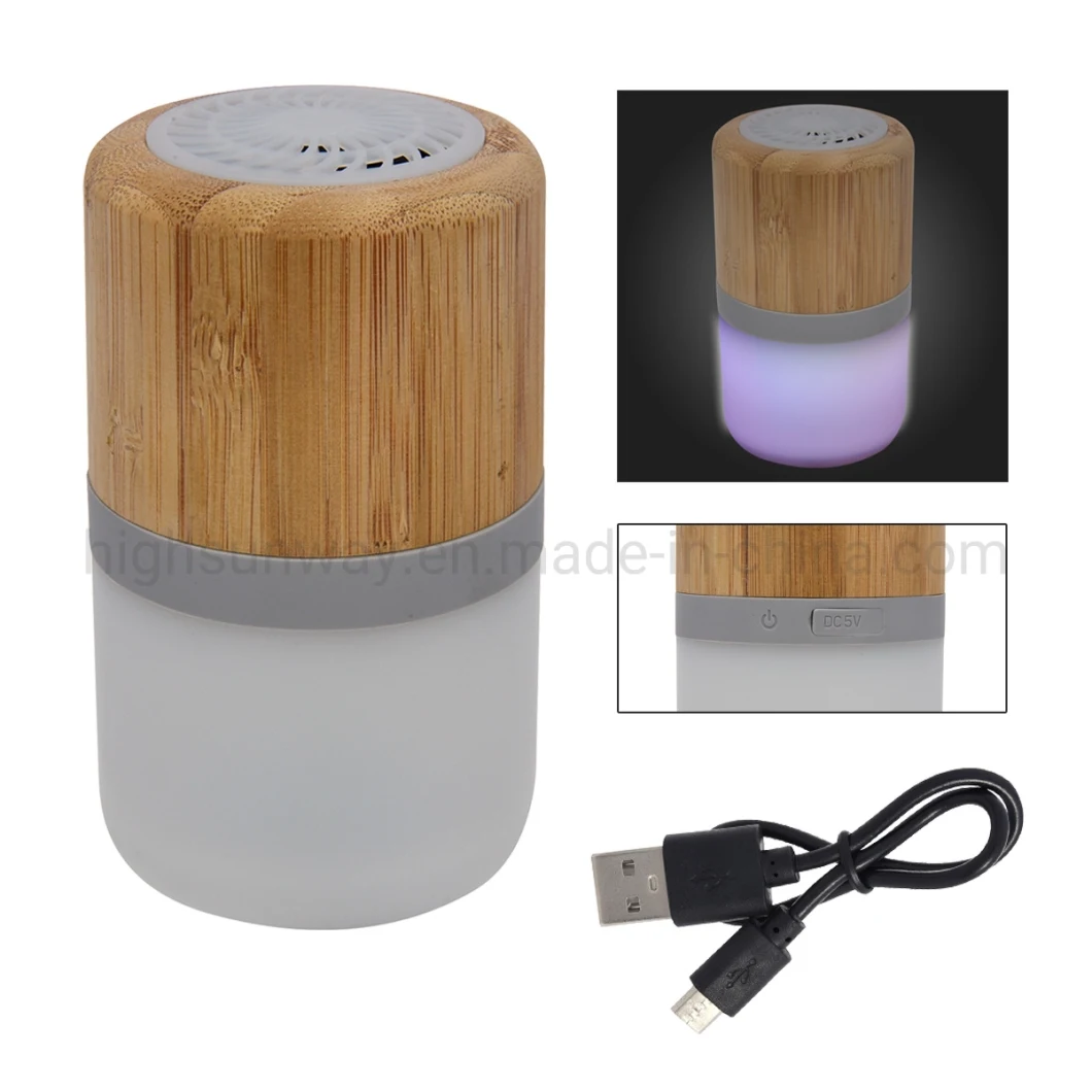 New Arrival Bamboo Wireless Light up Bluetooth Speaker