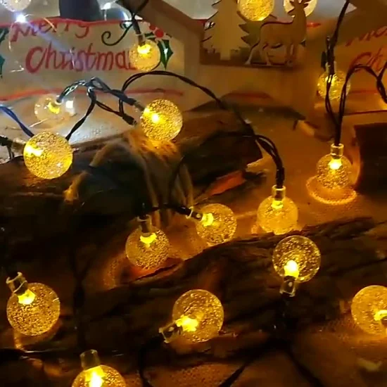 20/30/50/100/200 LED 8 modos de luzes de Natal à prova d'água jardim luzes de casamento decoração ao ar livre bola de cristal redonda luz de LED de energia solar