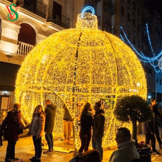 Enfeite de natal 3D com bola de LED para decoração de shopping center