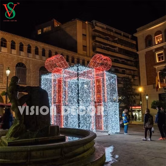 Exibição comercial decorativa gigante presente grande ao ar livre rua natal 3d led arco bola motif iluminado