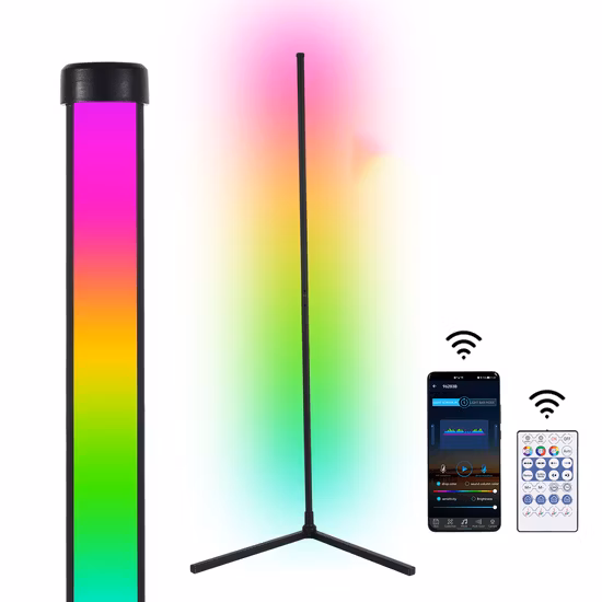 Candeeiro de pé de canto RGBW para decoração de quarto, iluminação para sala de estar, luzes de pé