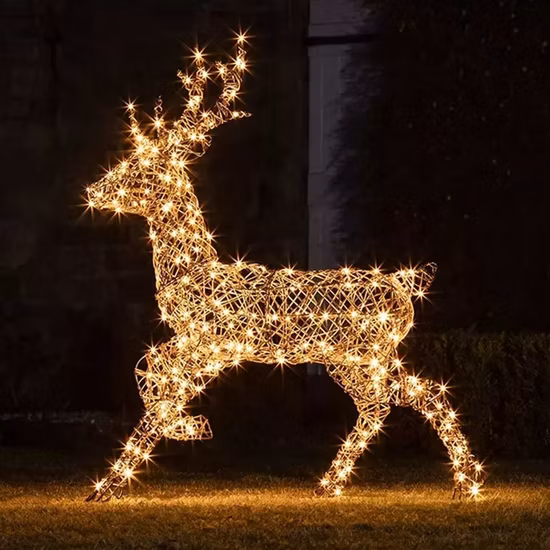 3D Grande Plug-in de 3 Peças Iluminado por LED Moldura Decorativa para Férias Família de Cervos Motivo Luz Interior Externo Luz de Decoração de Bola de Natal