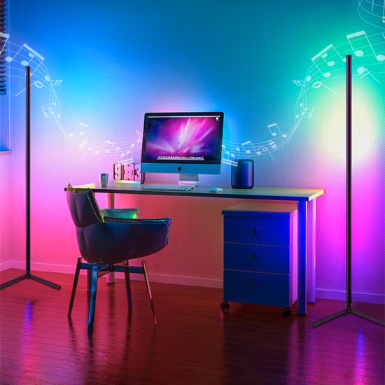 Moderno lar decorativo RGB LED de controle remoto luminária de chão candeeiro de canto